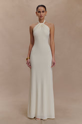 Elyna Slinky Halter Maxi Dress - Ivory